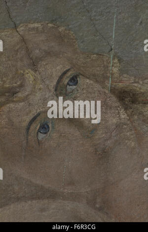 Weibliche Gesichtszüge Makro aus "die Träumerei (oder die Muse)" Wandmalerei, zeichnet sich durch Abstraktion. M.Papamalis Maler Stockfoto