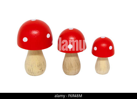 Bild der Miniatur aus Holz Pilze. Stockfoto