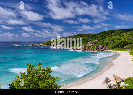 Grand Anse Strand auf La Digue Island, Seychellen Stockfoto