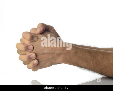 Menschliche Hände zeigen Nervosität. Stockfoto