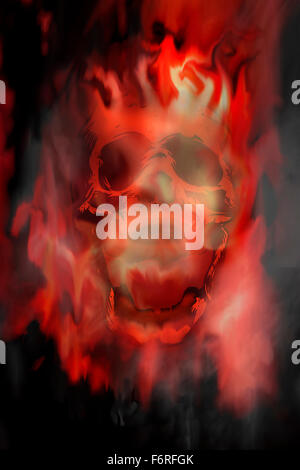 Abbildung von einem flammenden Totenkopf Stockfoto