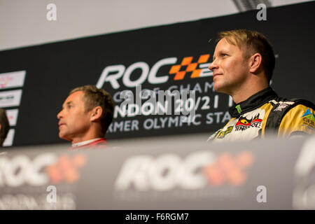 London, UK. 19. November 2015. Der amtierende FIA World Rallycross-Weltmeister Petter Solberg Norwegens während Treiber-Pressekonferenz für das Race of Champions im Stadion am Queen Elizabeth Olympic Park am 19. November 2015 in LONDON, Vereinigtes Königreich. Bildnachweis: Gergo Toth/Alamy Live-Nachrichten Stockfoto