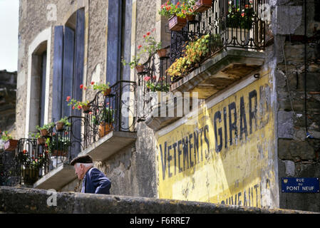 Senior-Franzose tragen eine Baskenmütze. Limoux. Languedoc. Süden von Frankreich. Europa Stockfoto