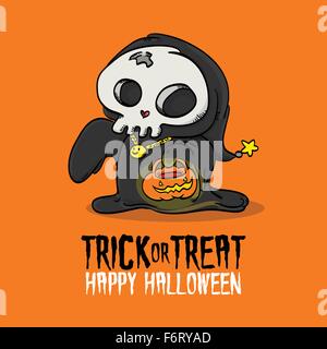 Vektor-Illustration von Kid verkleidet in Kostümen Trick oder behandelnden während Halloween Stock Vektor