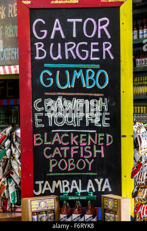 Angebote-Menü am Markt in New Orleans Stockfoto