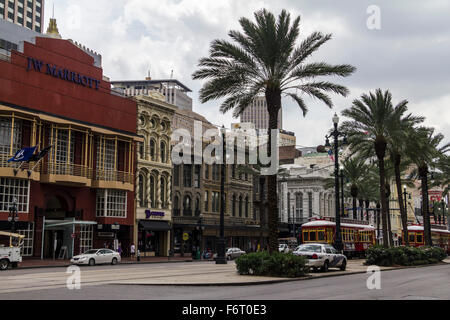 Schöne, historische Häuser in den Straßen von New Orleans Stockfoto