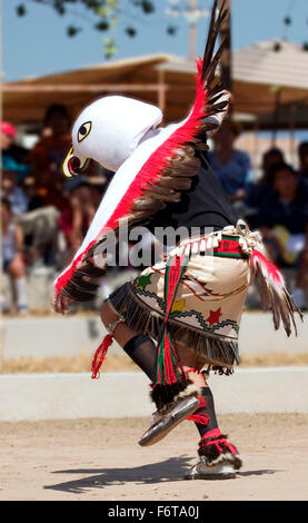 Adler-Tänzerin, acht nördlichen Pueblos Arts and Crafts Show, Ohkay Owingeh (San Juan Pueblo), New Mexico USA Stockfoto