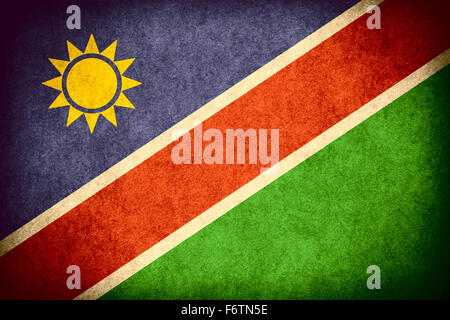 Flagge von Namibia oder namibischen Banner auf grobe Muster Vintage Papierstruktur Stockfoto