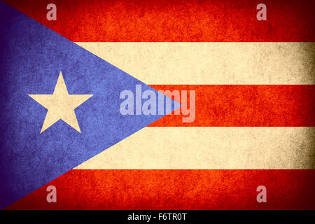 Flagge von Puerto Rico oder Puerto Rican Banner auf grobe Muster Vintage Papierstruktur Stockfoto