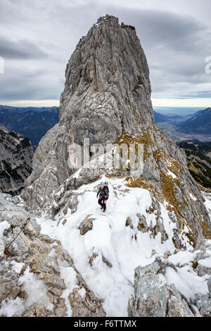 Auf Alpspitze Klettersteig, Garmisch-Partenkirchen, Deutschland, Alpen, Europa, EU Stockfoto