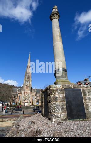 Stadt von Callander, Schottland. Malerische Aussicht auf Callenders Ancaster Square. Stockfoto