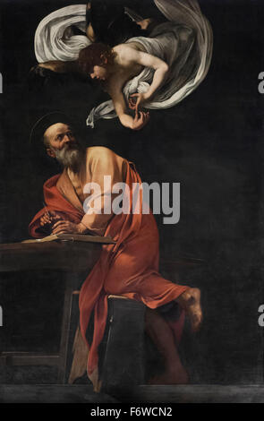 Die Inspiration des Heiligen Matthäus, Caravaggio, Kirche von St. Louis von der französischen Kirche von St. Louis Französisch, Rom, Italien Stockfoto
