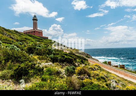 Leuchtturm Faro di Punta Carena, Anacapri, Capri, Kampanien, Italien Stockfoto