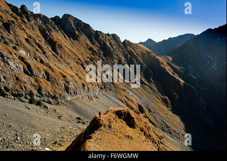 auf dem Weg zur Cabana Podragu, Fagaras-Gebirge, Siebenbürgen, Rumänien Stockfoto