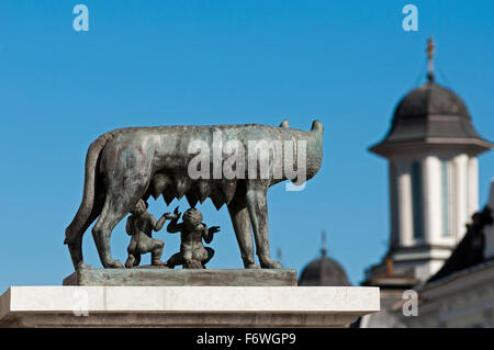 Denkmal auf der Piata Unirii, Cluj-Napoca, Siebenbürgen, Rumänien Stockfoto