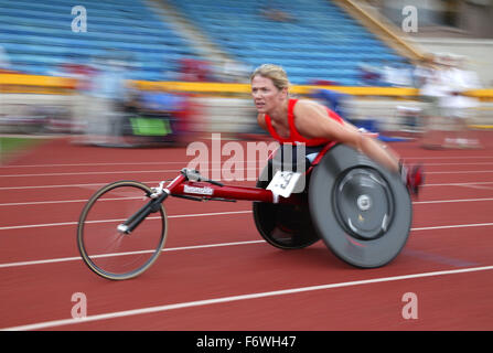 British Open Athletics Championships 2003 Spiele; behinderte Sportler an einem Track-Event teilnehmen, Stockfoto