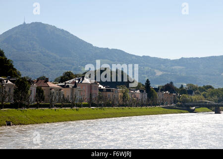 Blick über der Salzach, Salzburg, Österreich Stockfoto