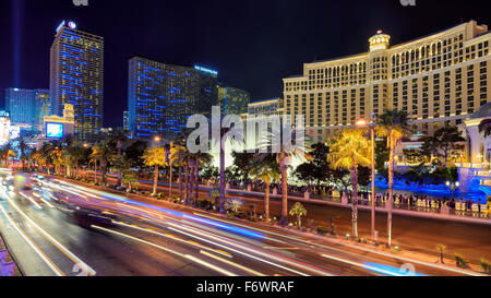 Blick auf den Las Vegas Strip bei Nacht Stockfoto