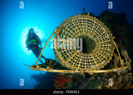 Fisch-Trap, Fischfalle typisch für Alor, Alor Archipel, Indischer Ozean, Indonesien, Sawu Meer, Pantarstrait Stockfoto