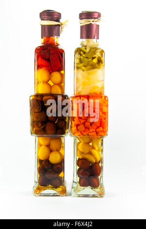 Gemüse in Glasflasche aufbewahrt Stockfoto