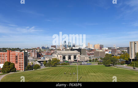 Ansicht der Innenstadt von Kansas City Missouri mit Union Station vor Stockfoto