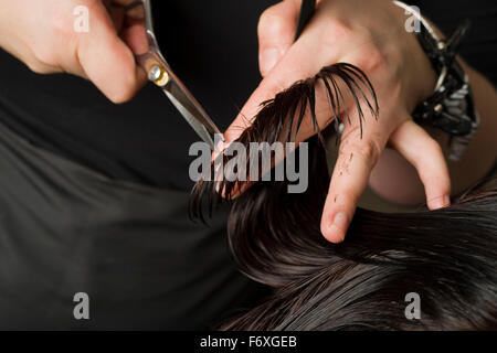 Home Friseur zu besuchen. Reisen Friseur kommt zu Ihnen nach Hause zu schneiden, Stil oder Farbe die Haare. Stockfoto