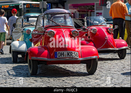 Oldtimer-Treffen, Oldtimer Messerschmitt Kabinen Roller FMR, Modellvarianten der KR 200, Baujahr 1955-1964, Marktplatz, Nidda Stockfoto