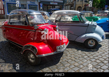 Oldtimer-Treffen, Oldtimer Messerschmitt Kabinen Roller FMR, Modellvarianten der KR 200, Baujahr 1955-1964, Marktplatz, Nidda Stockfoto