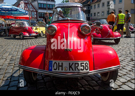 Oldtimer-Treffen, Oldtimer Messerschmitt Kabinen Roller FMR, Modellvarianten der KR 200, Baujahr 1955-1964, Marktplatz, Nidda Stockfoto