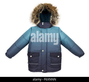 Warme Winterjacke isoliert auf weißem Hintergrund Stockfoto