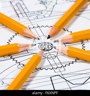 Zeichnung Bleistift und Detail-Nahaufnahme Stockfoto