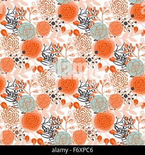 Vintage Musterdesign handgezeichnete Blumen Stock Vektor