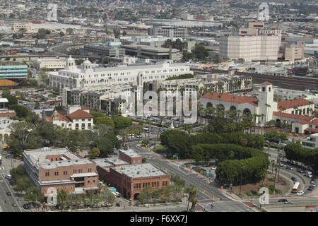 Luftbild vom Rathaus von Plaza historischen Bezirk Los Angeles Kalifornien USA Stockfoto