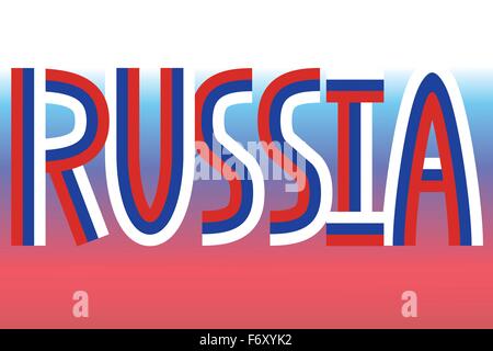 Russland-Inschrift aus russischen Fahnen hergestellt Stock Vektor