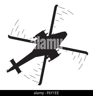 Ein Angriff Hubschrauber Silhouette isoliert auf weißem Hintergrund Stockfoto
