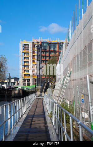 21. November 2015 - Bauarbeiten die Regents Canal im Rahmen des Projekts "Regeneration" für Kings Cross Stockfoto