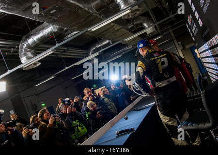 London, UK. 21. November 2015. Pressekonferenz nach dem Sieg von The Race of Champions im The Stadion am Queen Elizabeth Olympic Park am 21. November 2015 in LONDON, Vereinigtes Königreich (Foto: Gergo Toth Fotografie / ALAMY Live News) Stockfoto