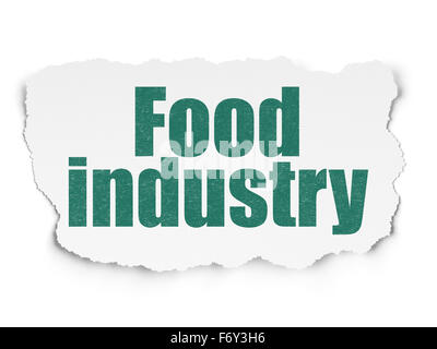 Manufacuring Konzept: Lebensmittelindustrie auf Torn Paper-Hintergrund Stockfoto