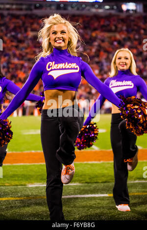 Clemson, SC, USA. 21. November 2015. Clemson Rallye Katzen während der NCAA Football-Spiel zwischen Wake Forest und Clemson im Memorial Stadium in Clemson, SC. David Bräutigam/CSM Stockfoto