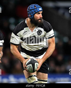 Twickenham, Großbritannien. 21. November 2015. Scott Fardy Barbaren in Aktion während der Killik-Cup zwischen Barbaren und Argentinien im Twickenham Stadium. Die Pumas gewann mit einem Score von 49-31. Bildnachweis: Aktion Plus Sport/Alamy Live-Nachrichten Stockfoto