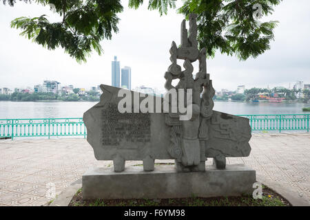 Denkmal, wo John McCain auf Truc Bach See in Hanoi, Vietnam abgeschossener war Stockfoto