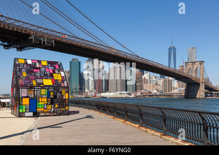 Jeppe Hein Kunst Installation, Brooklyn Bridge Park, New York City, USA Stockfoto