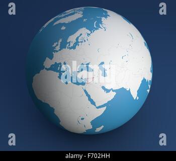Planisphere Karte Globe, politische Karte, Europa Nordafrika und Nahost Stockfoto