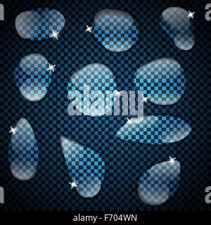 Realistisches Wasser Tropfen Set auf transparenten Hintergrund Vektor Illus Stock Vektor