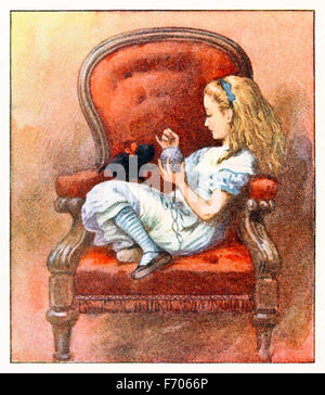 "Weißt du, ich war so wütend auf Kitty" von "Through the Looking-Glass and was Alice fand es" von Lewis Carroll (1832-1898), illustriert von Sir John Tenniel. Siehe Beschreibung für mehr Informationen. Stockfoto
