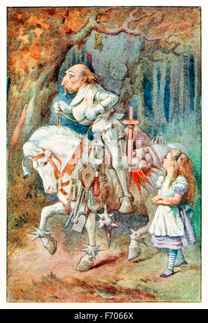 "Weißer Ritter" von "Through the Looking-Glass and was Alice fand es" von Lewis Carroll (1832-1898), illustriert von Sir John Tenniel. Siehe Beschreibung für mehr Informationen. Stockfoto