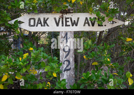 Eiche View, Kalifornien, USA, Dezember 15, Oak View Avenue Straßenschild Stockfoto