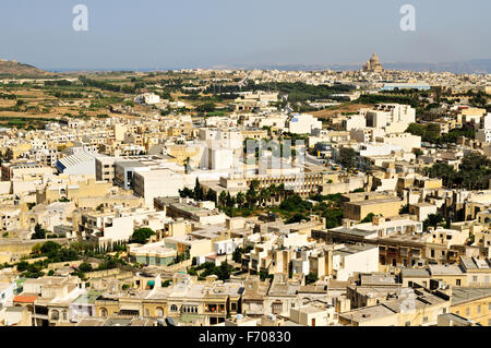 Blick über Victoria (oder Rabat) vom Citadella (oder Zitadelle), Insel Gozo, Malta Stockfoto