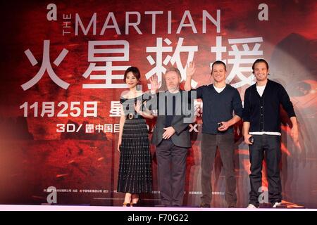 Peking, China. 20. November 2015. Matt Damon besuchen die Premiere seines neuen Films The Martian in Peking am 20. November 2015. © TopPhoto/Alamy Live-Nachrichten Stockfoto