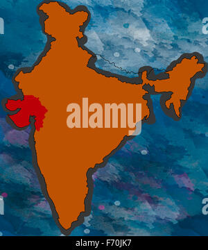 Abbildung, Gujarat Lage Karte, Indien, Asien Stockfoto